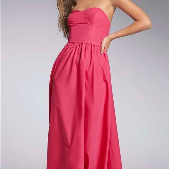 SHEIN Dresses & Skirts - Brand New Magenta Pink Cotton Shirred Strapless Dress S (4/6) NWOT